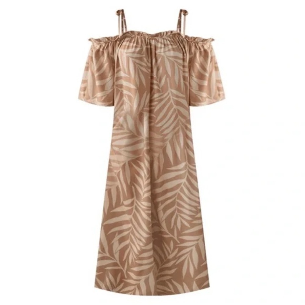 ANTHROPOLOGIE Conditions Apply Fern Tie-Strap Kaftan Maxi Beach Hawaii Dress